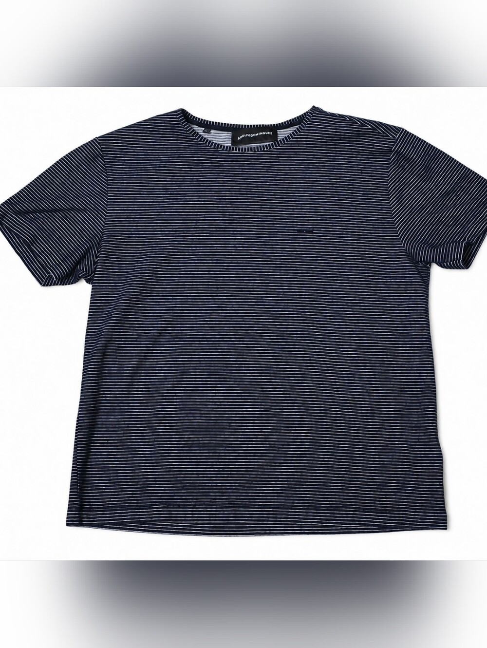 Adolfo Dominguez Navy & White Thin-Stripe Short Sleeve Tee